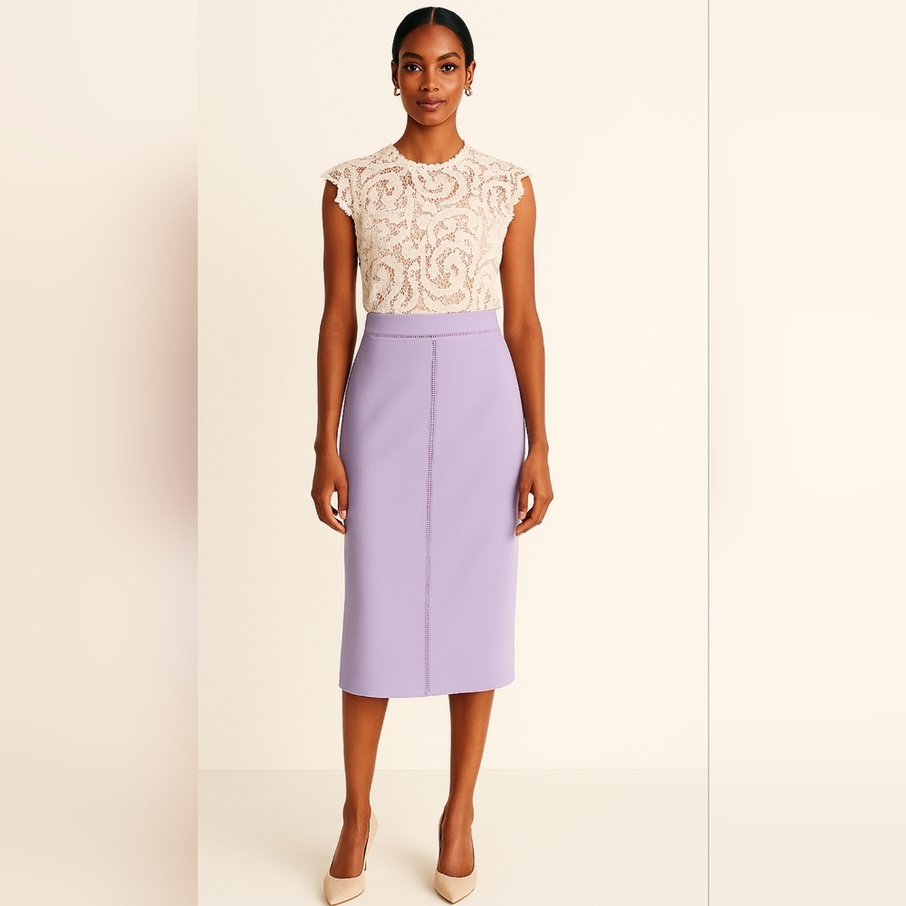 (354) ANN TAYLOR Ladder Stitching Pencil Skirt, Size 6T